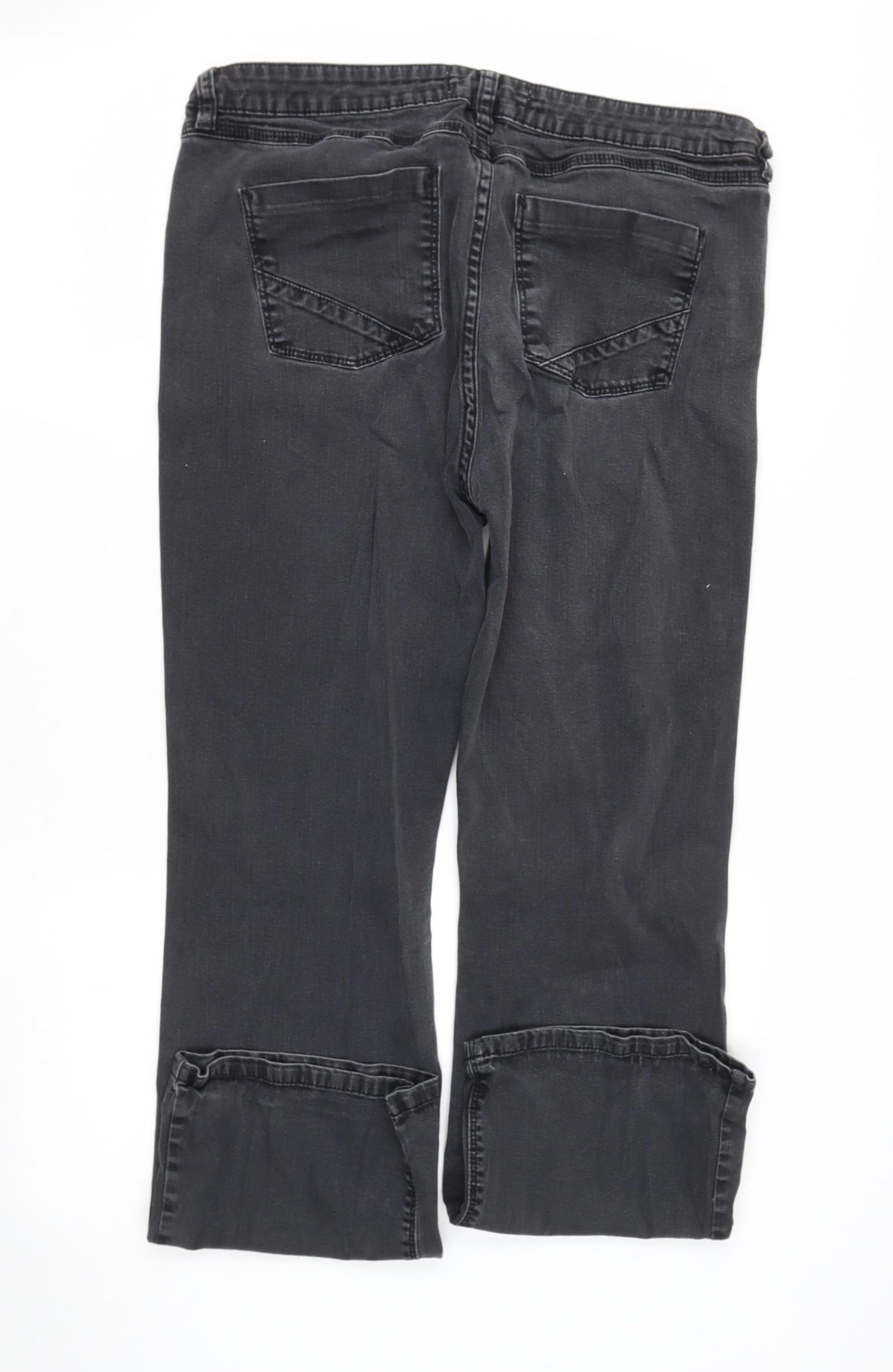 Papya Womens Black  Cotton Straight Jeans Size 16 L27 in Regular