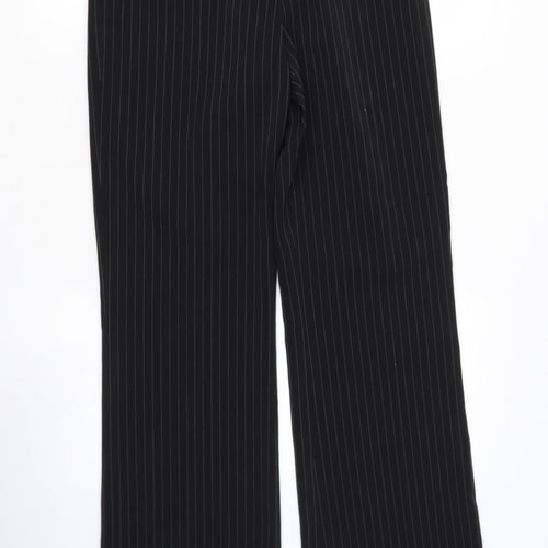 FOR WOMAN Womens Black Striped Polyester Trousers  Size 8 L30 in Regular