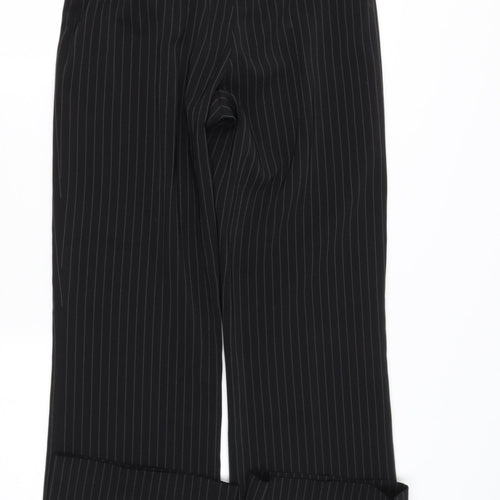 FOR WOMAN Womens Black Striped Polyester Trousers  Size 8 L30 in Regular