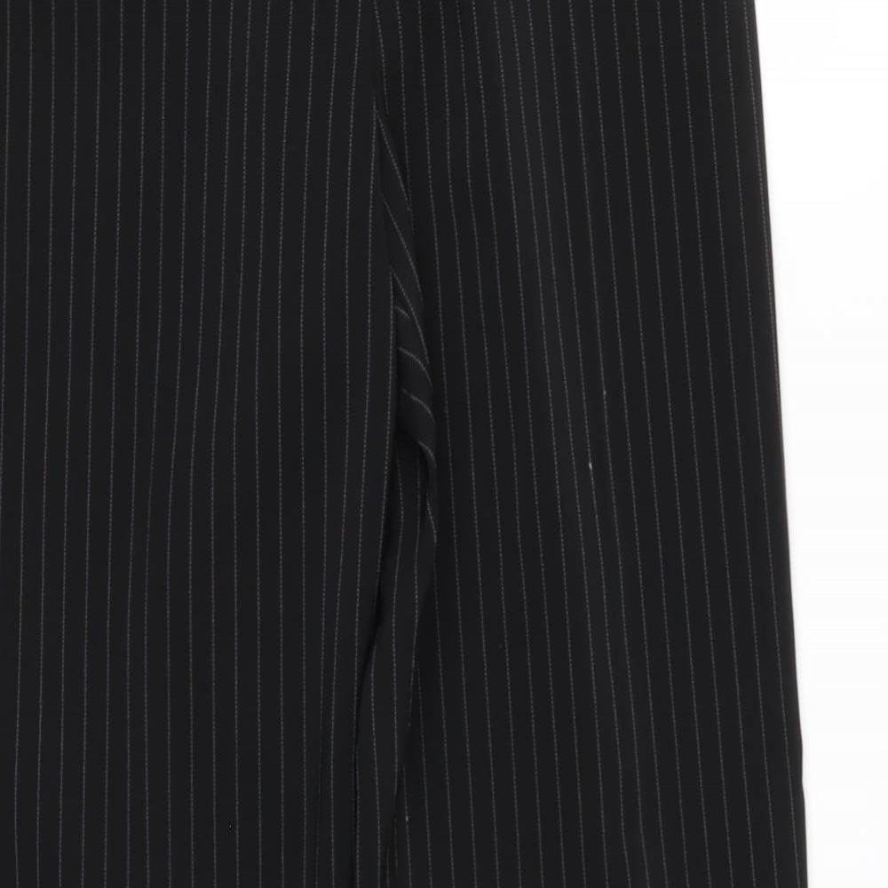 FOR WOMAN Womens Black Striped Polyester Trousers  Size 8 L30 in Regular