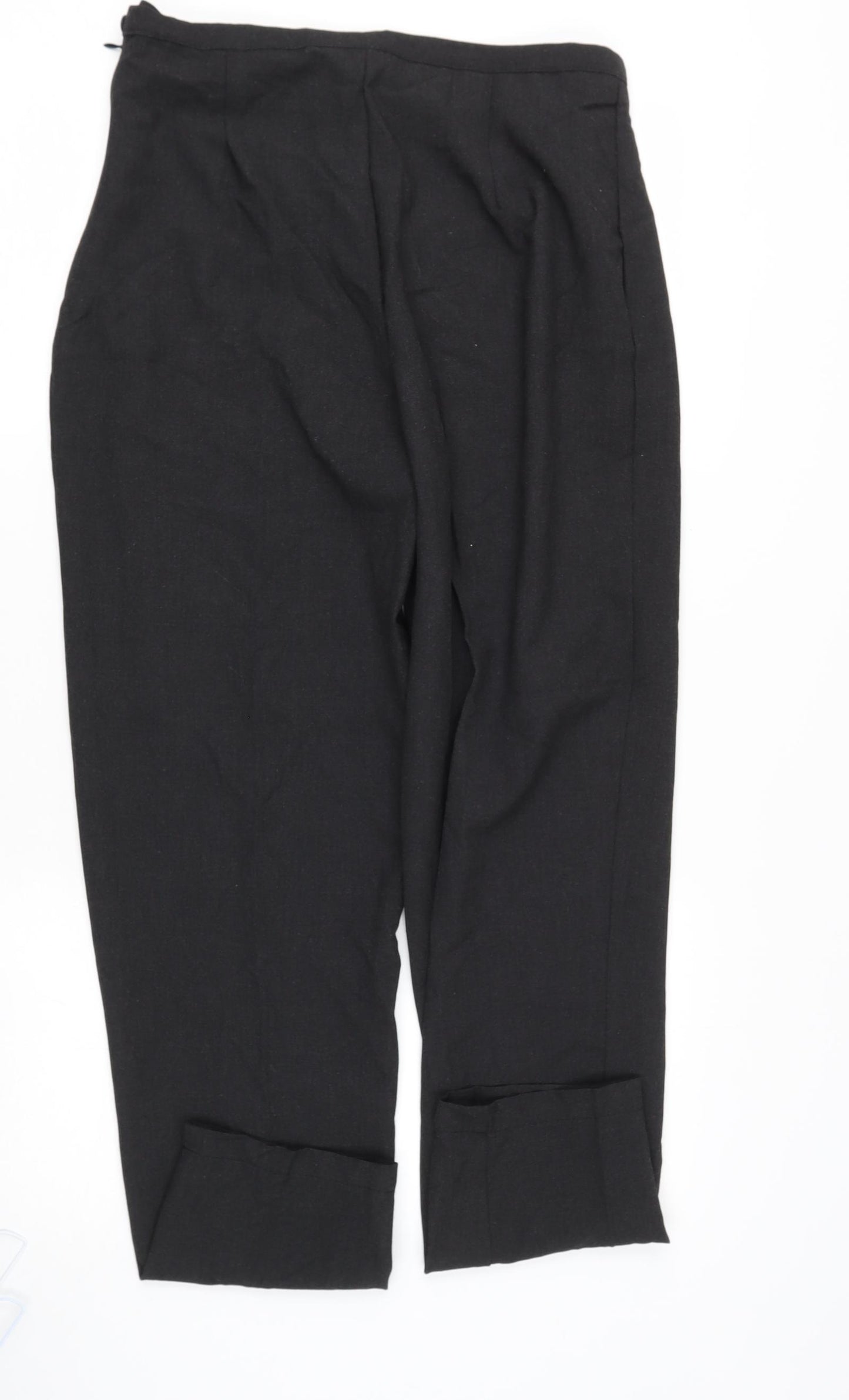 Preworn Womens Black  Polyester Trousers  Size 14 L30 in Regular