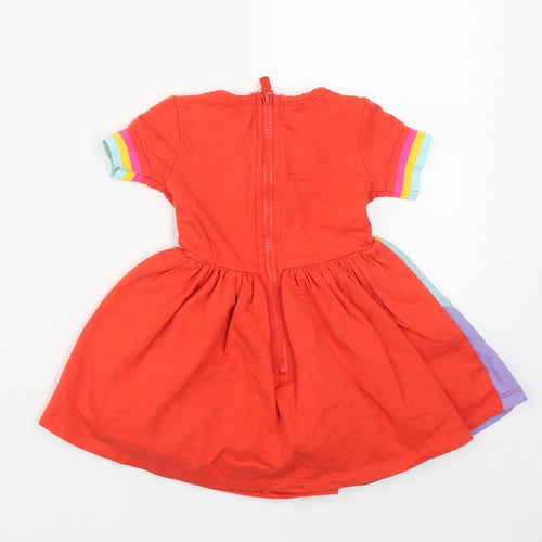 Disney Girls Red Geometric Cotton Tutu Dress  Size 2 Years  Round Neck Zip - Minnie Mosue