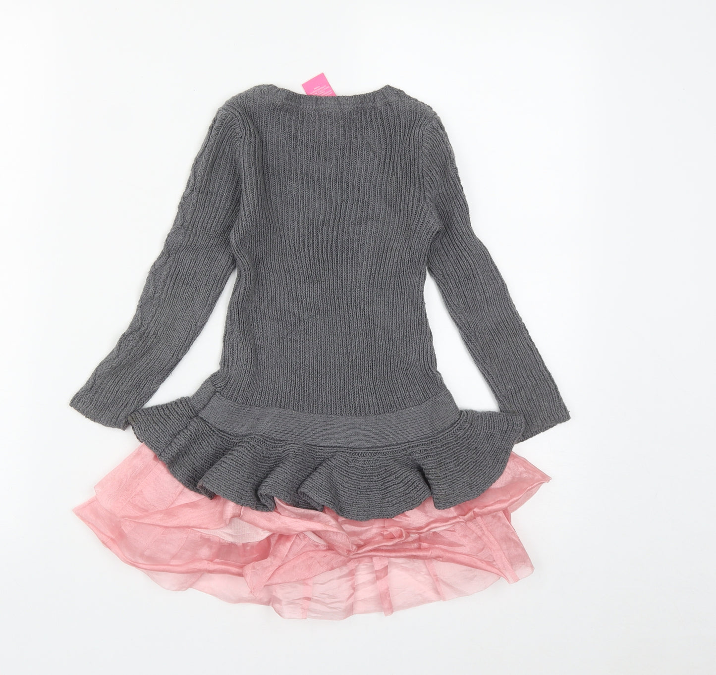 ISSAC MIZRAH Girls Grey  Cotton Tutu Dress  Size 3-4 Years  Round Neck