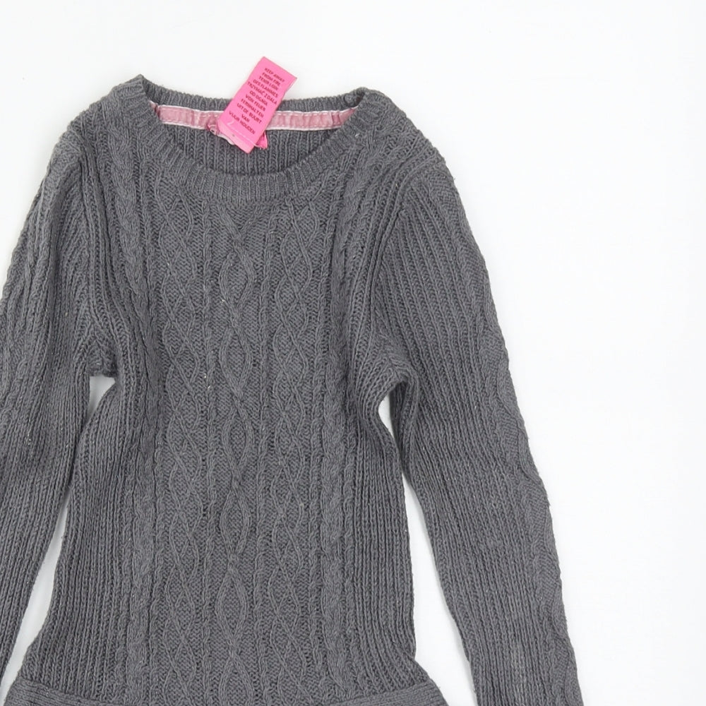 ISSAC MIZRAH Girls Grey  Cotton Tutu Dress  Size 3-4 Years  Round Neck