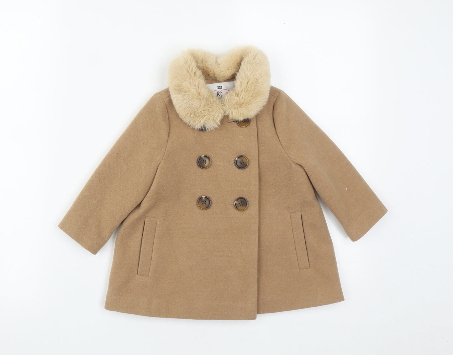 F&F Girls Brown   Pea Coat Coat Size 12-18 Months   Button