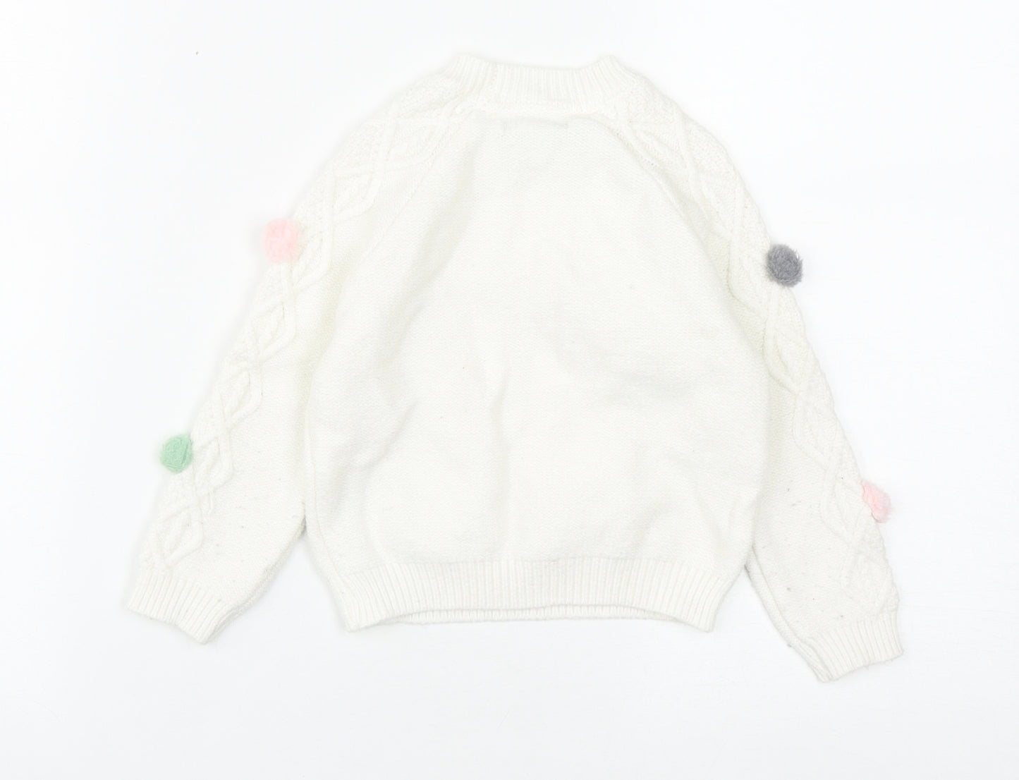 Primark Girls White Round Neck  Viscose Pullover Jumper Size 3-4 Years