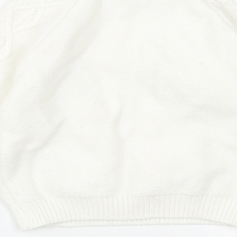 Primark Girls White Round Neck  Viscose Pullover Jumper Size 3-4 Years