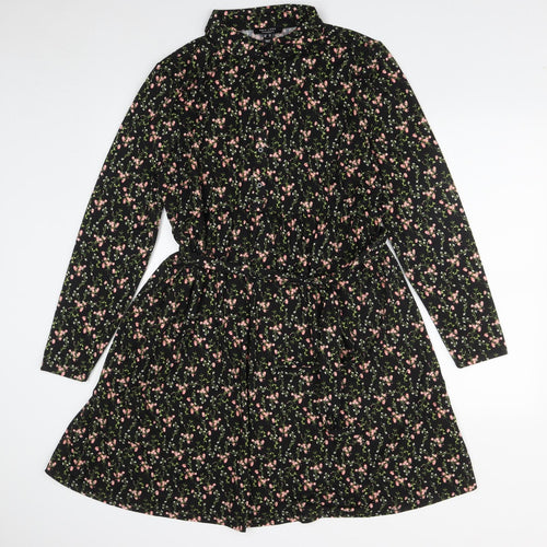 New Look Maternity Womens Black Floral Polyester Shirt Dress  Size 16  Collared Button