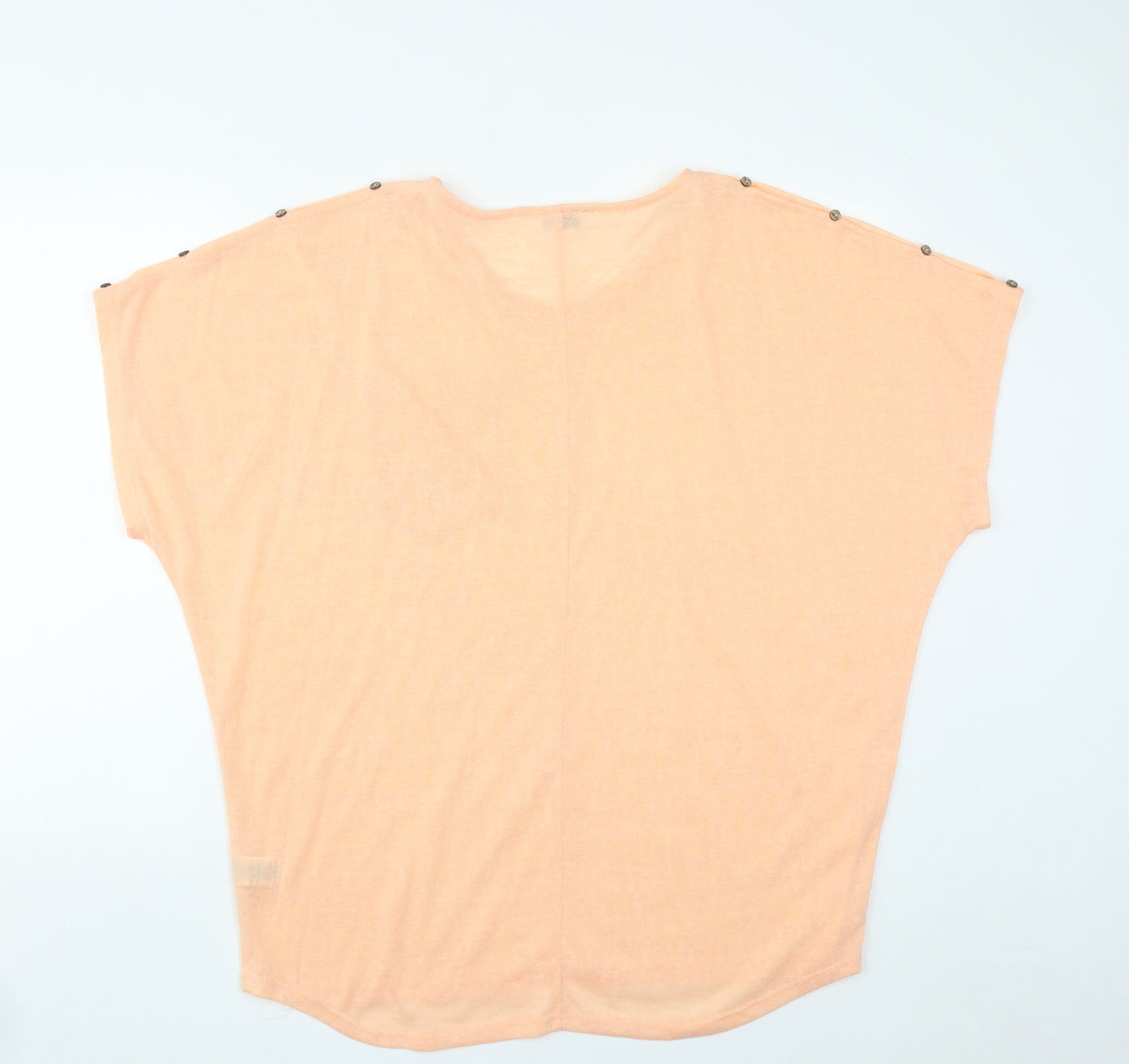 Pep&Co Womens Orange  Polyester Basic T-Shirt Size L Round Neck