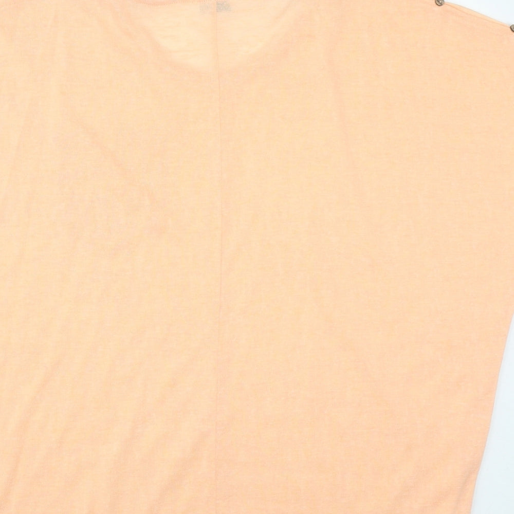 Pep&Co Womens Orange  Polyester Basic T-Shirt Size L Round Neck