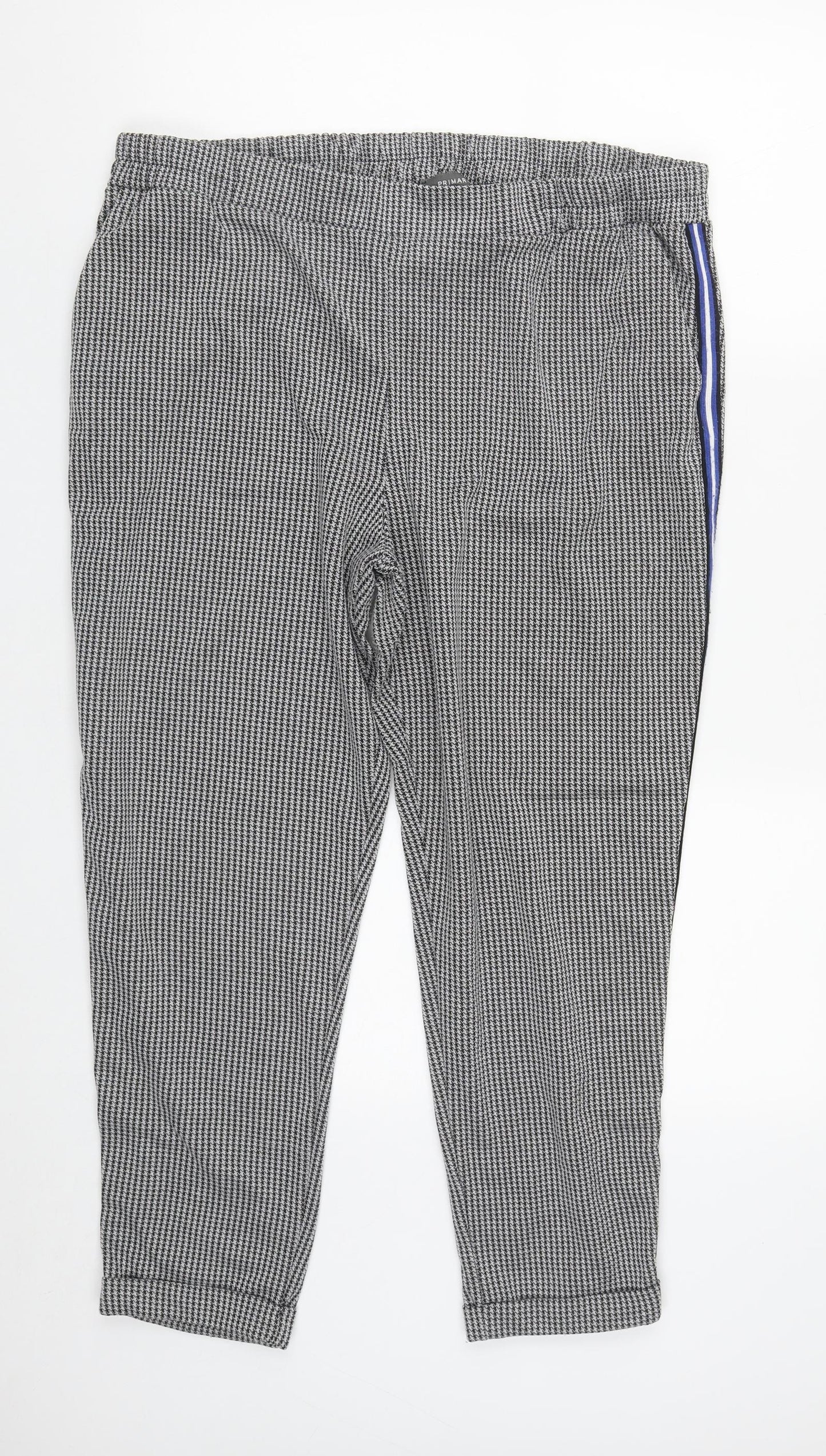 Primark Womens Multicoloured Houndstooth Polyester Carrot Trousers Size 20 L25 in Regular