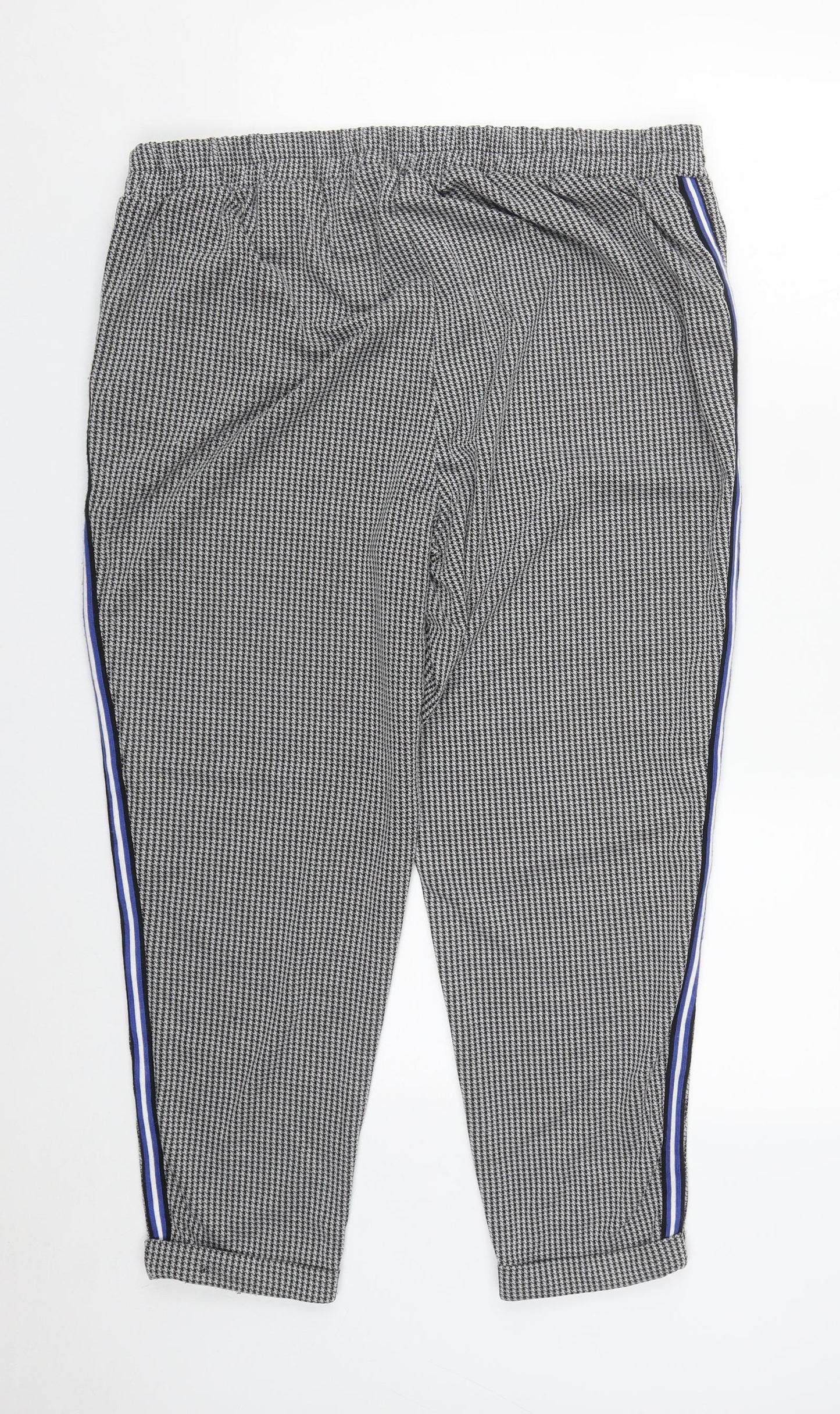 Primark Womens Multicoloured Houndstooth Polyester Carrot Trousers Size 20 L25 in Regular
