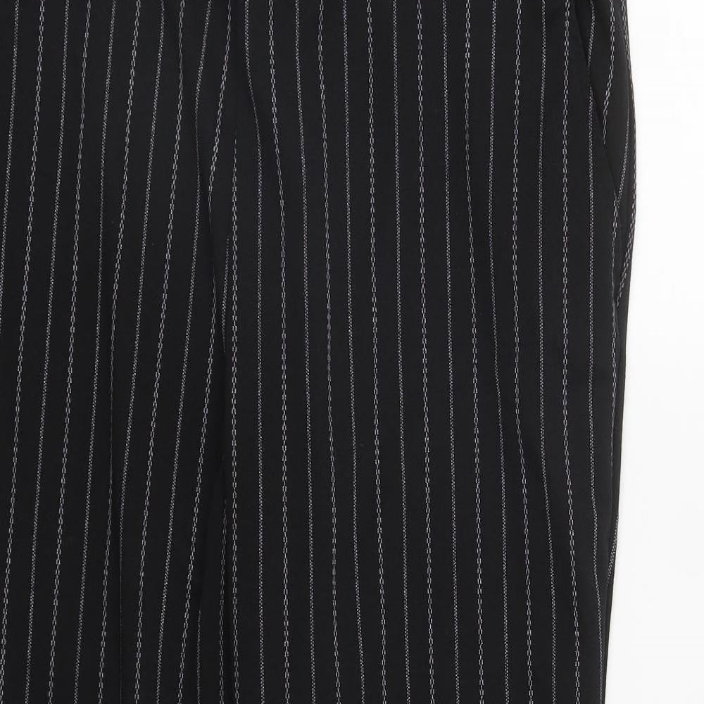 Primark Womens Black Striped Polyester Carrot Trousers Size 20 L27 in Regular