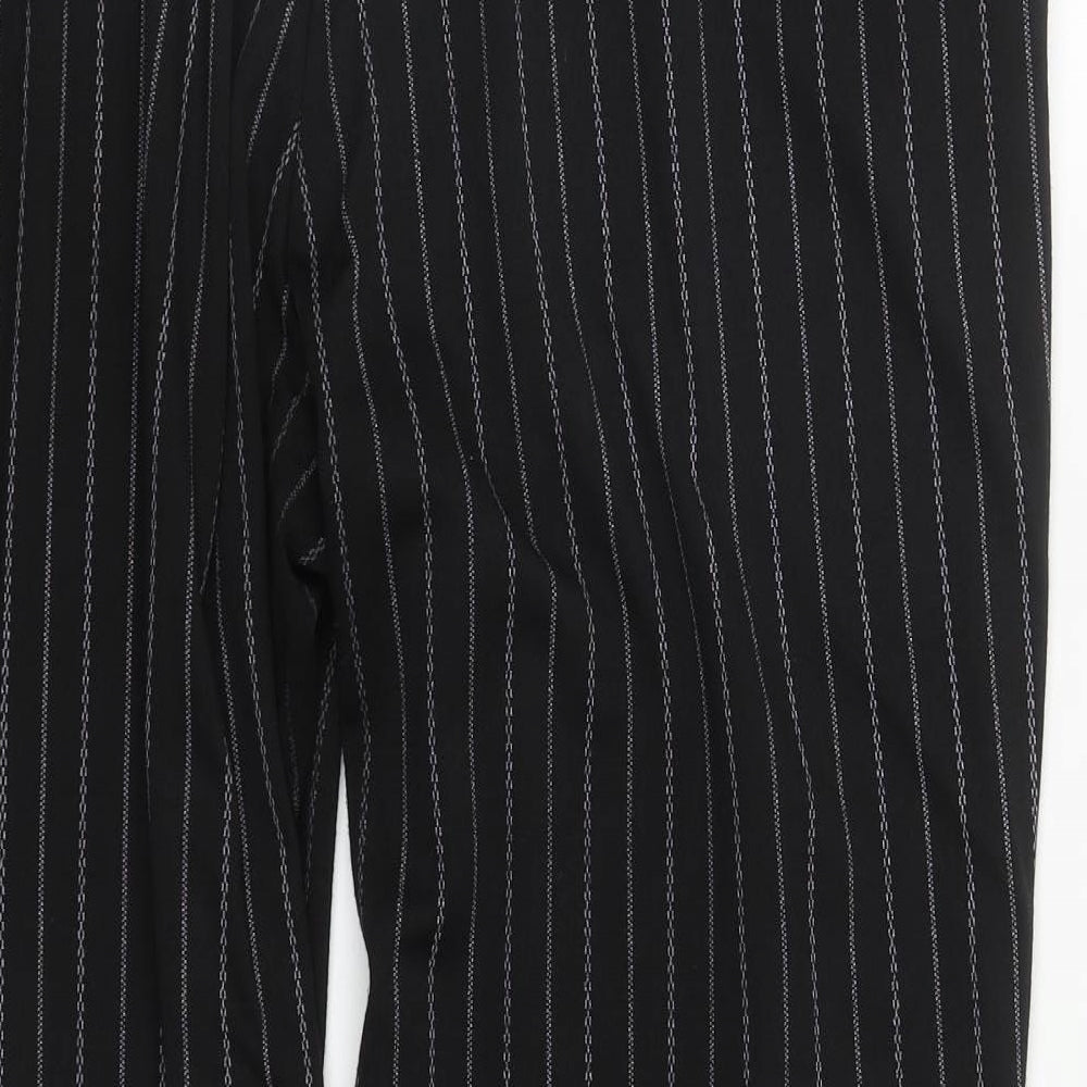 Primark Womens Black Striped Polyester Carrot Trousers Size 20 L27 in Regular
