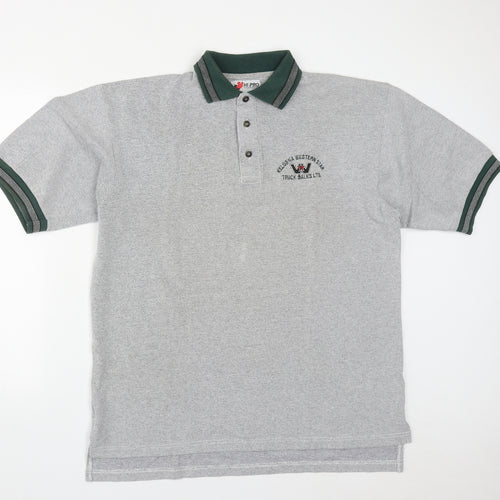 Hi Pro Sportwear Mens Grey  Cotton  Polo Size XL Collared Button