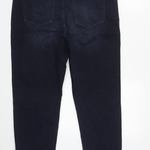 Marks and Spencer Womens Blue  Cotton Straight Jeans Size 16 L26 in Regular Zip