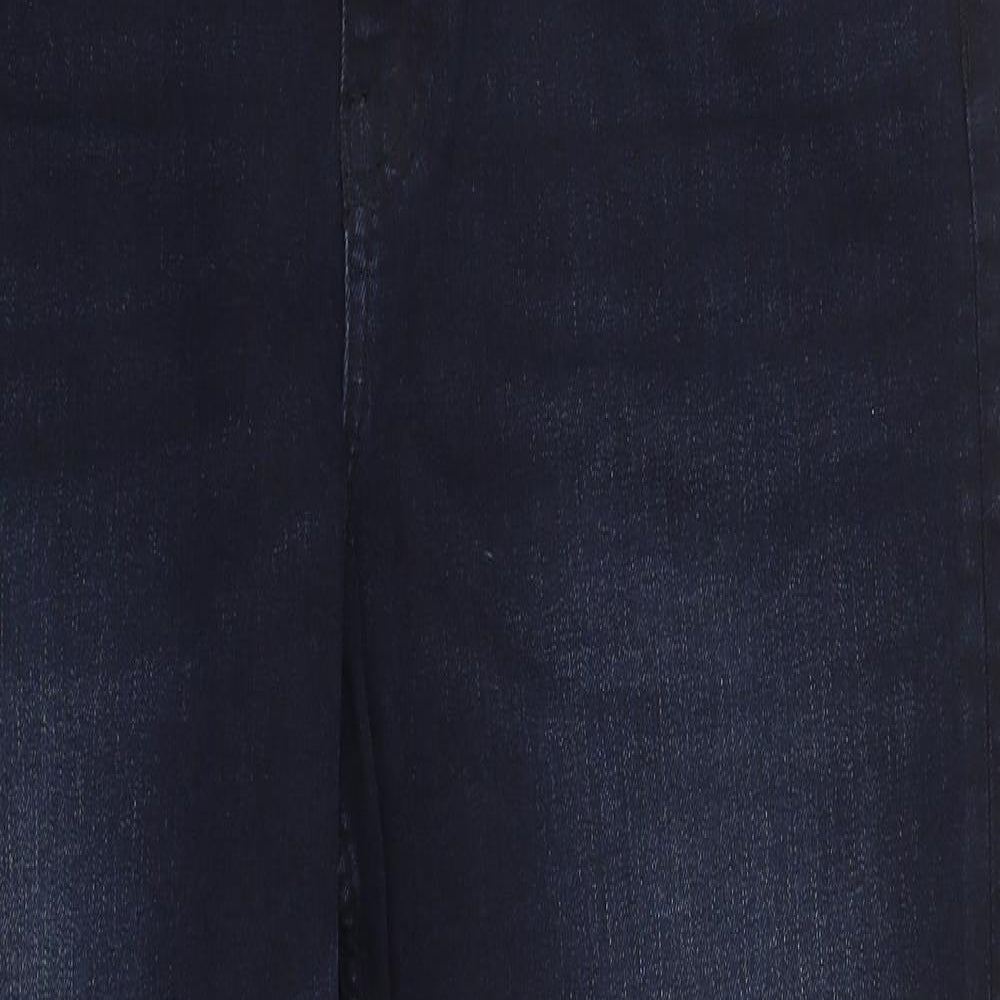 Marks and Spencer Womens Blue  Cotton Straight Jeans Size 16 L26 in Regular Zip