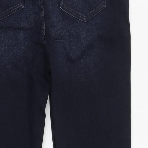Marks and Spencer Womens Blue  Cotton Straight Jeans Size 16 L26 in Regular Zip