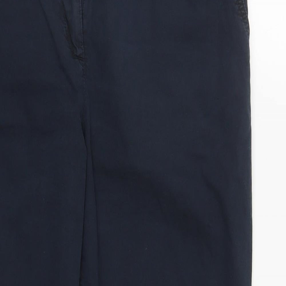 Marks and Spencer Womens Blue  Cotton Carrot Trousers Size 12 L30 in Regular Zip
