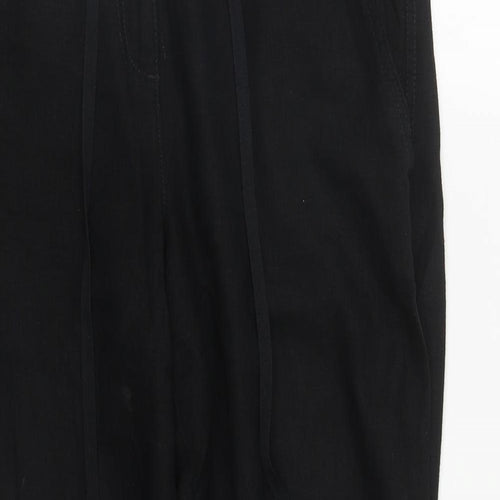 NEXT Womens Black  Linen Trousers  Size 14 L26 in Regular Zip