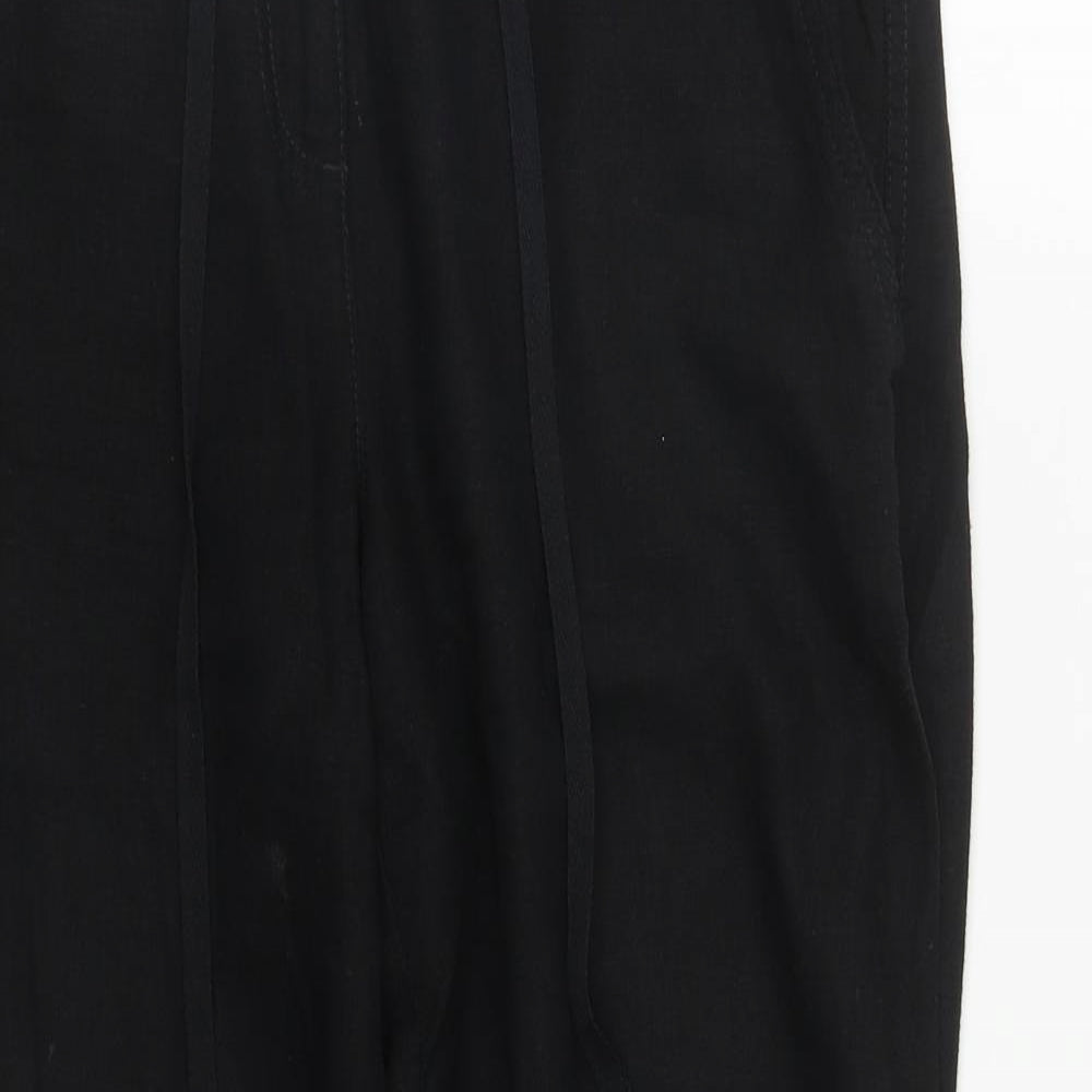 NEXT Womens Black  Linen Trousers  Size 14 L26 in Regular Zip