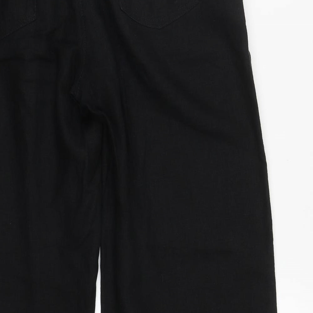 NEXT Womens Black  Linen Trousers  Size 14 L26 in Regular Zip