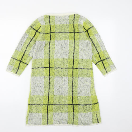 Fashion Union Womens Green Round Neck Plaid Acrylic Tunic Jumper Size 6