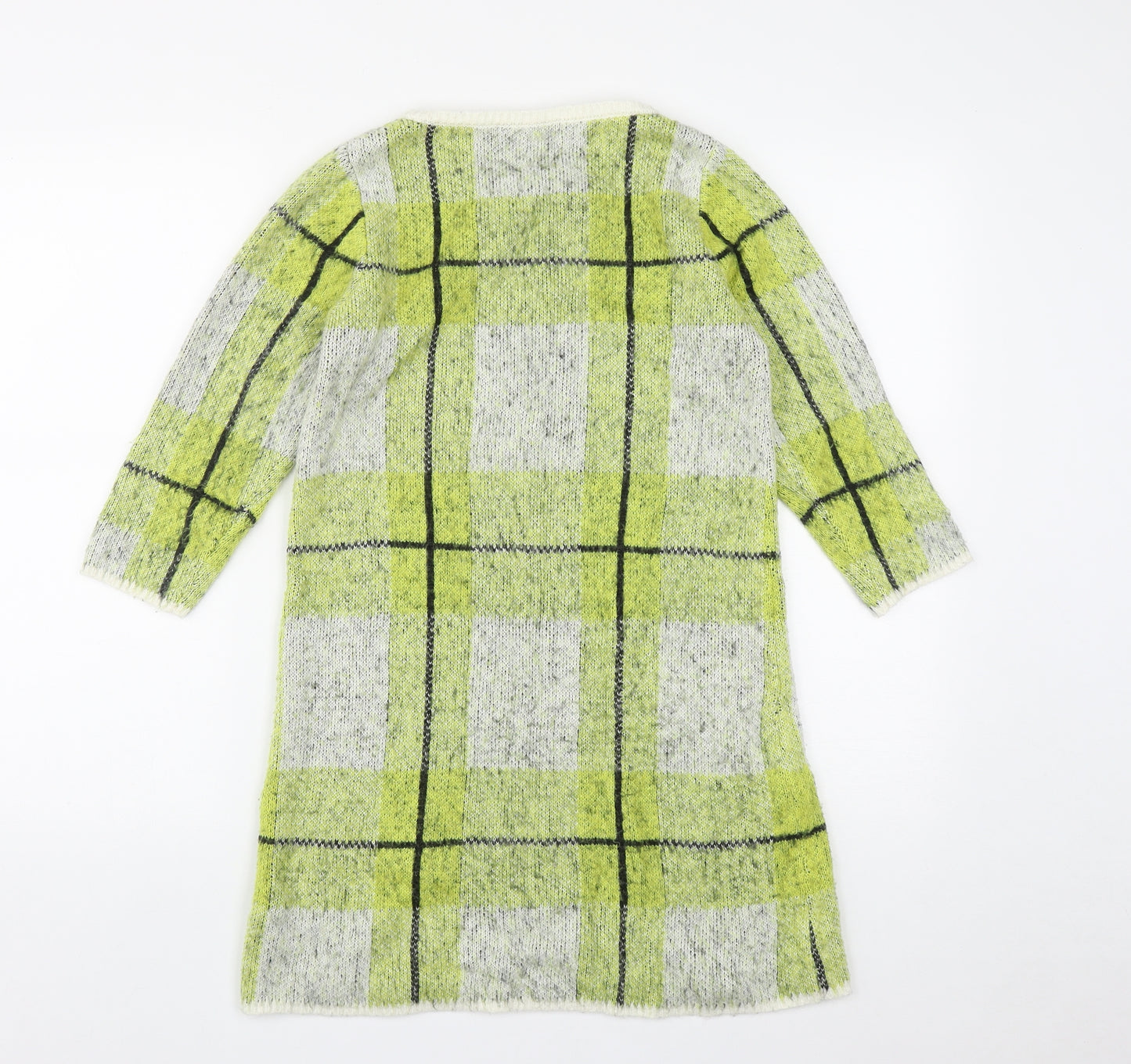 Fashion Union Womens Green Round Neck Plaid Acrylic Tunic Jumper Size 6