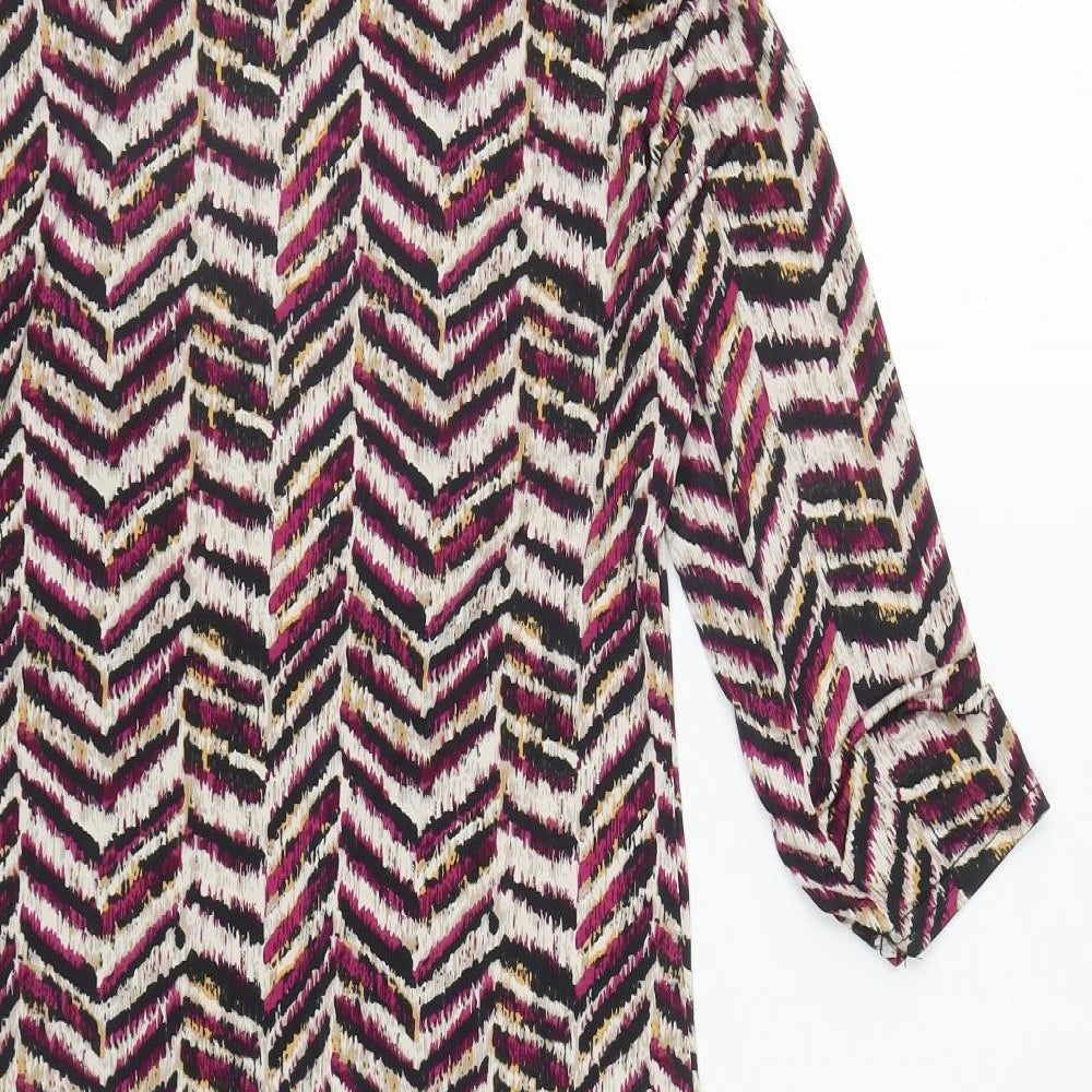 Oui Womens Multicoloured Geometric Polyester Bodycon  Size M  Round Neck