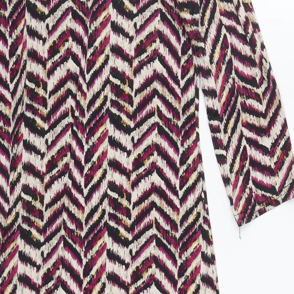 Oui Womens Multicoloured Geometric Polyester Bodycon  Size M  Round Neck