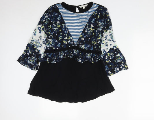 Front view of Next women’s multicoloured floral polyester basic blouse, size UK 8, round neck