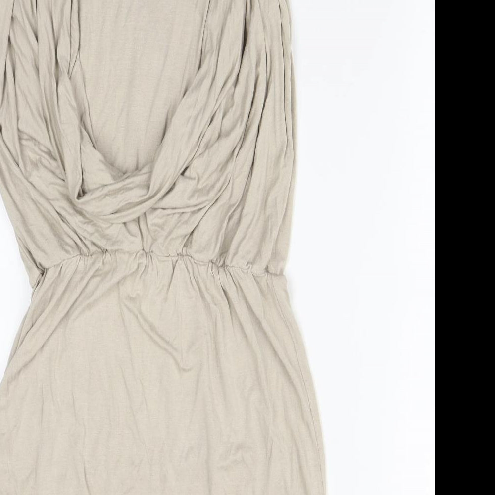 New Look Womens Beige  Viscose Fit & Flare  Size 8  Round Neck