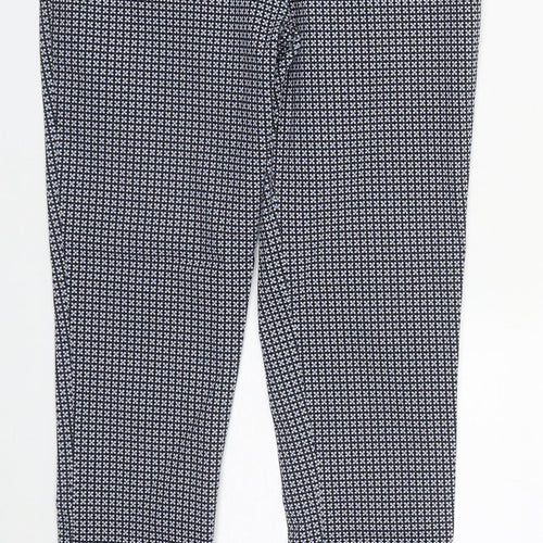 New Look Womens Blue Geometric Viscose Trousers  Size 8 L26 in Regular Zip