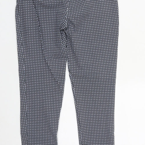 New Look Womens Blue Geometric Viscose Trousers  Size 8 L26 in Regular Zip