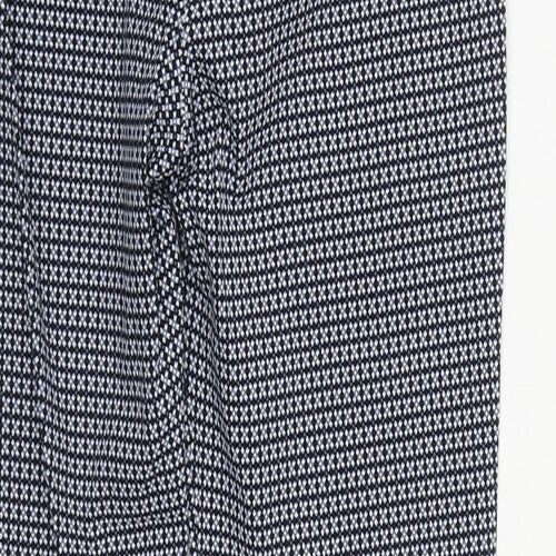 New Look Womens Blue Geometric Viscose Trousers  Size 8 L26 in Regular Zip