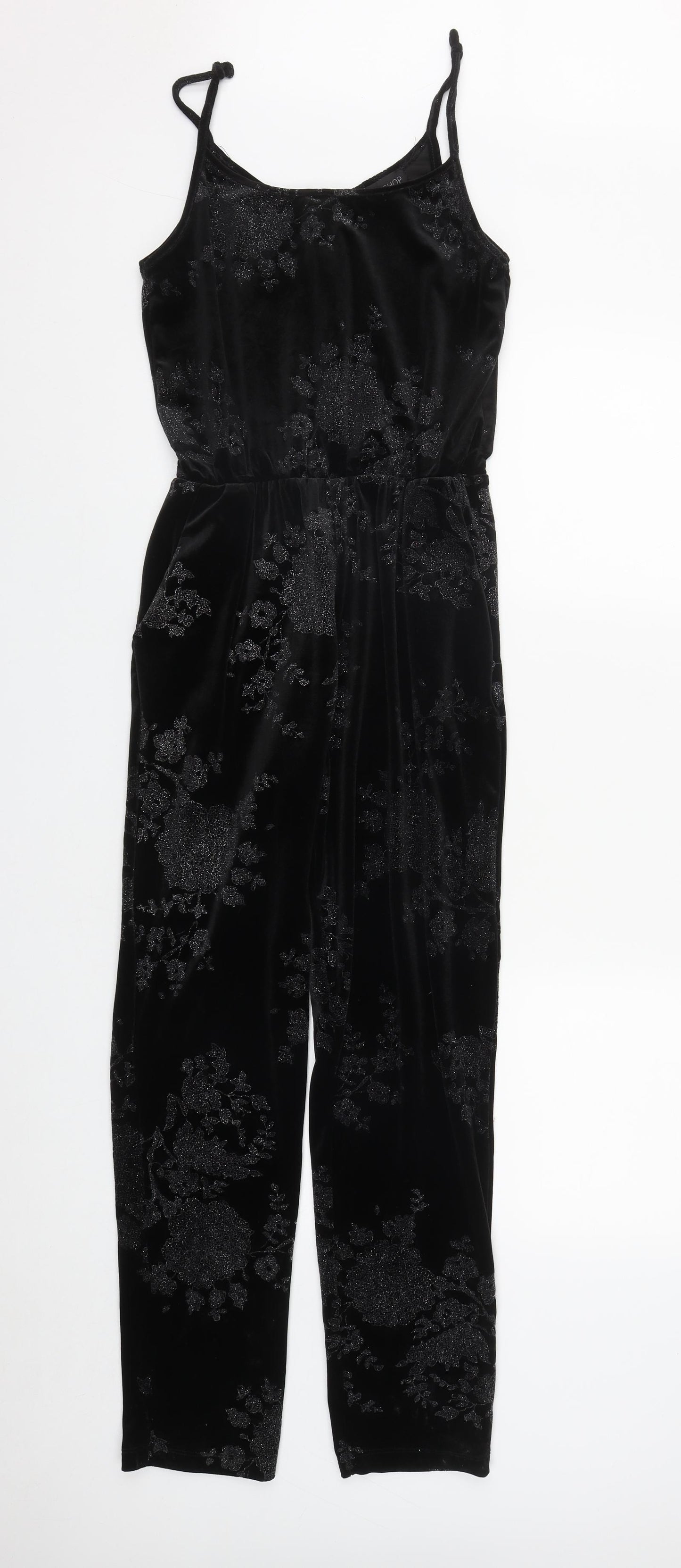 Topshop Womens Black  Polyester Jumpsuit One-Piece Size 8 L31 in