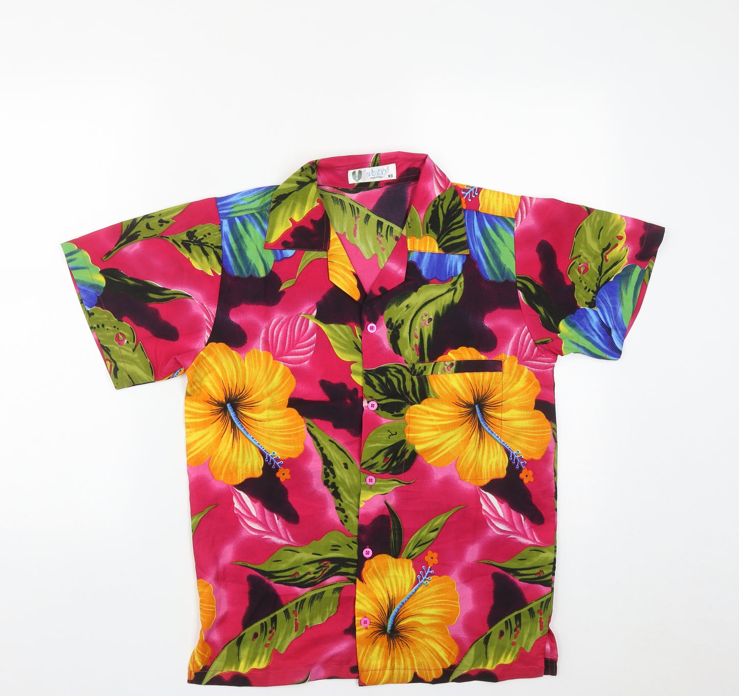 VHO Mens Multicoloured Floral Polyester  Button-Up Size XS Collared