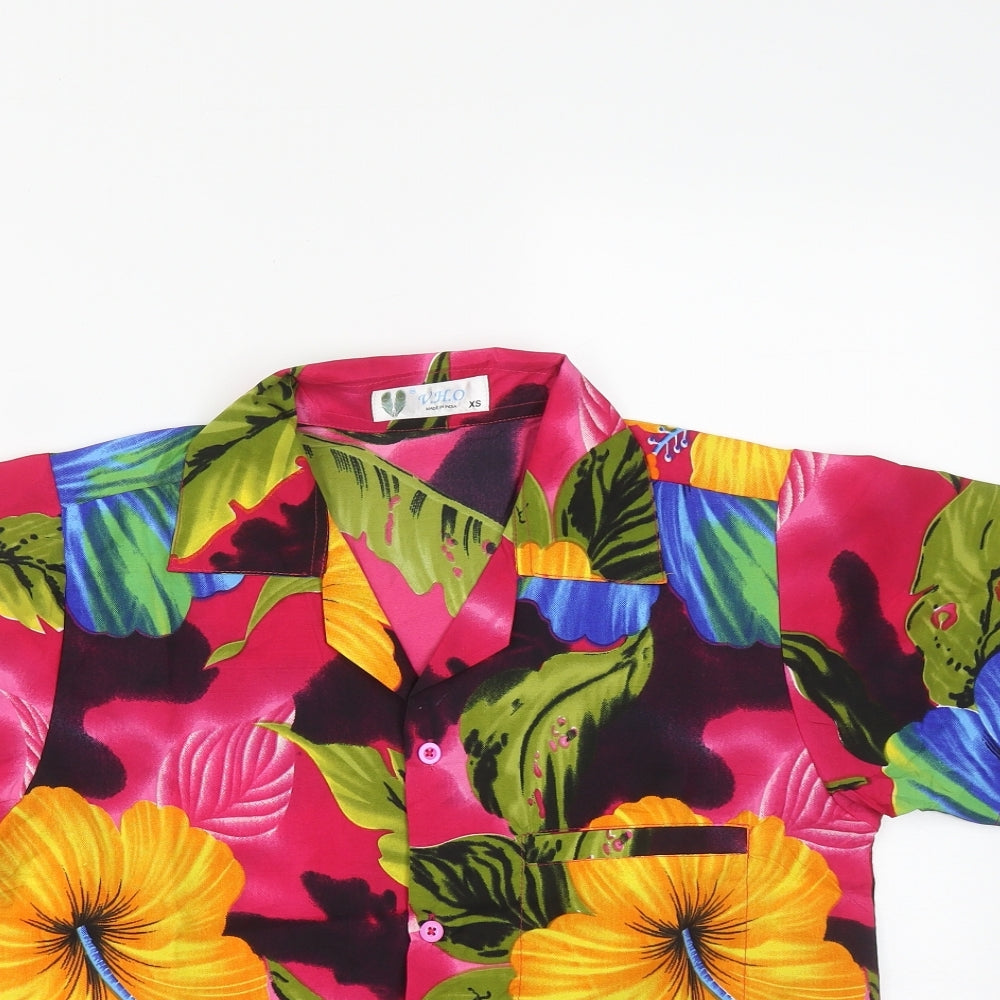 VHO Mens Multicoloured Floral Polyester  Button-Up Size XS Collared