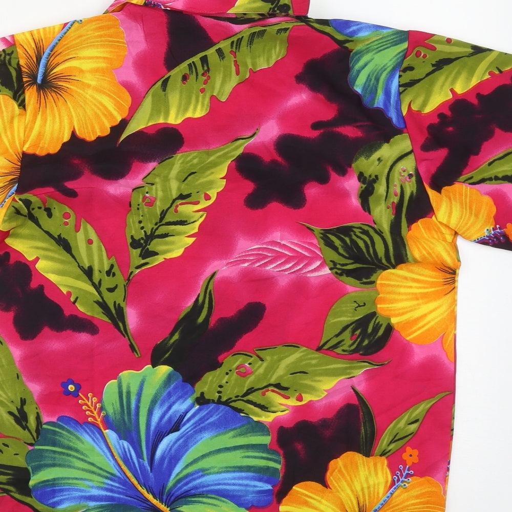 VHO Mens Multicoloured Floral Polyester  Button-Up Size XS Collared