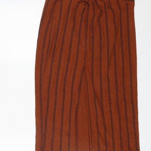 H&M Womens Brown Striped Polyester A-Line Skirt Size M