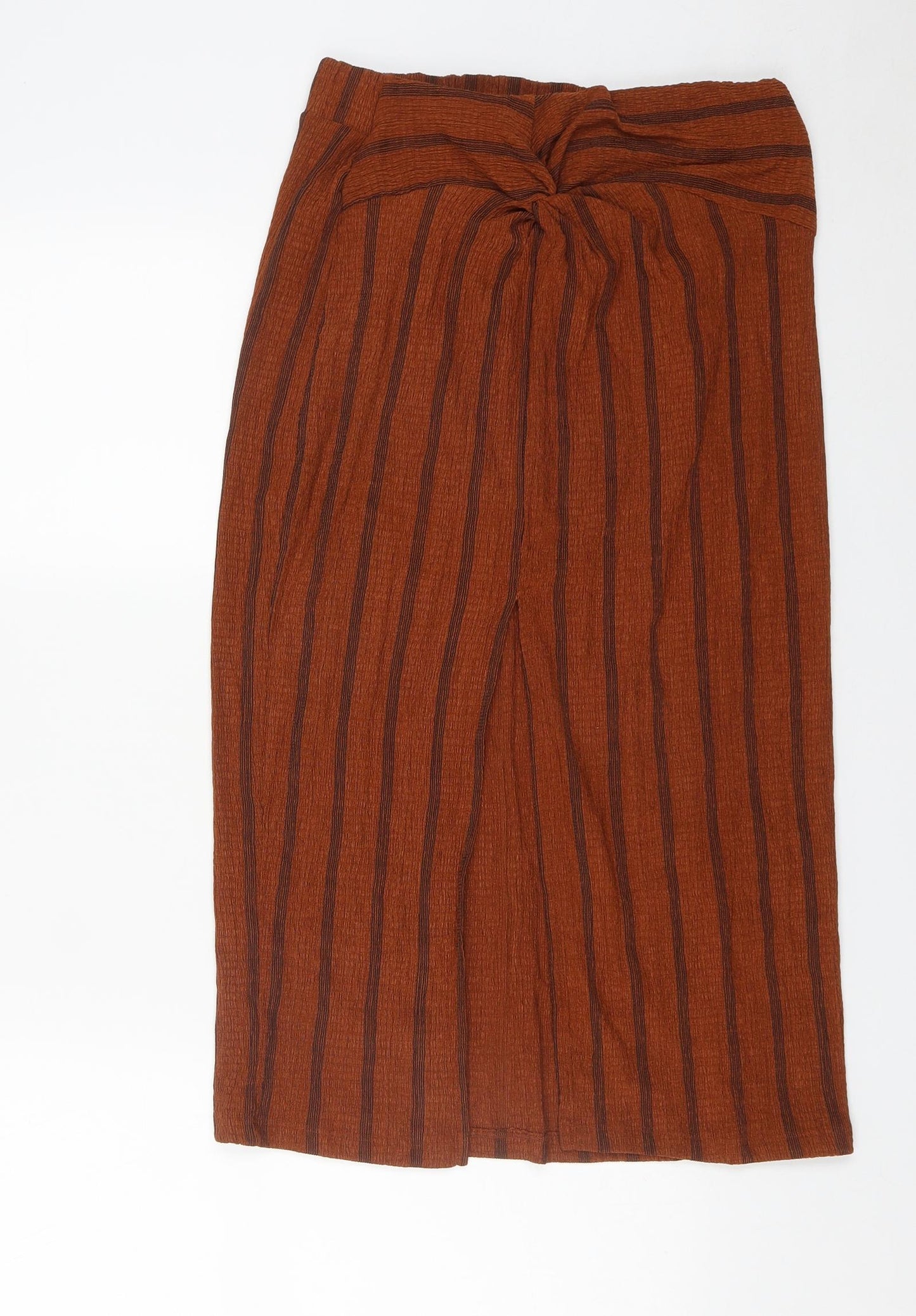 H&M Womens Brown Striped Polyester A-Line Skirt Size M