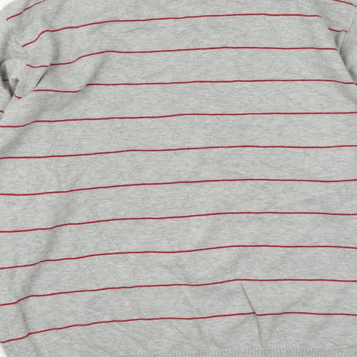 Cedar Wood State Mens Grey V-Neck Striped Cotton Pullover Jumper Size M