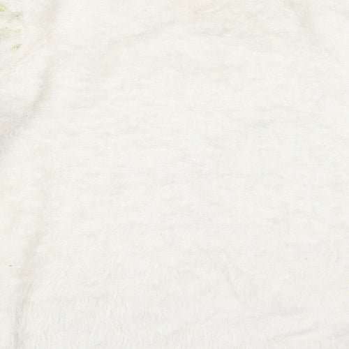 EWM Womens White Round Neck  Nylon Pullover Jumper Size M