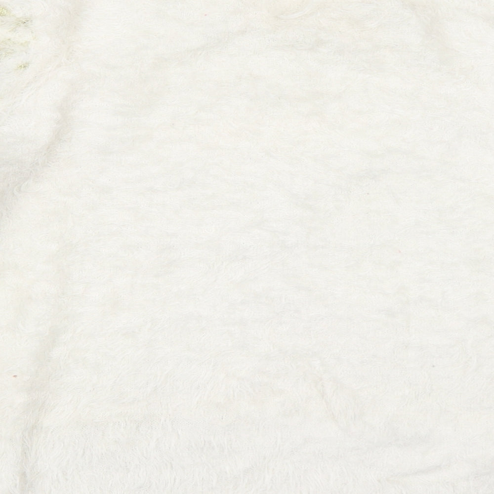 EWM Womens White Round Neck  Nylon Pullover Jumper Size M