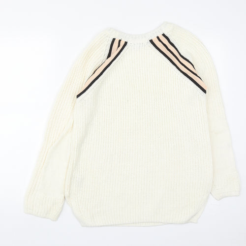 NEXT Womens White Round Neck  Acrylic Pullover Jumper Size M