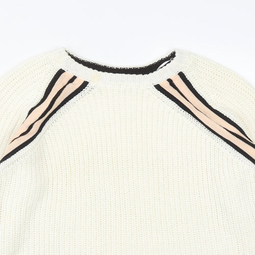 NEXT Womens White Round Neck  Acrylic Pullover Jumper Size M