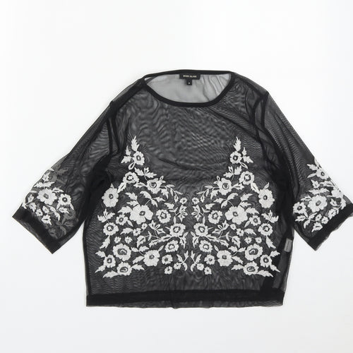 River Island Womens Black  Polyester Cropped Blouse Size 8 Roll Neck