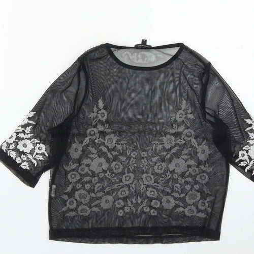 River Island Womens Black  Polyester Cropped Blouse Size 8 Roll Neck