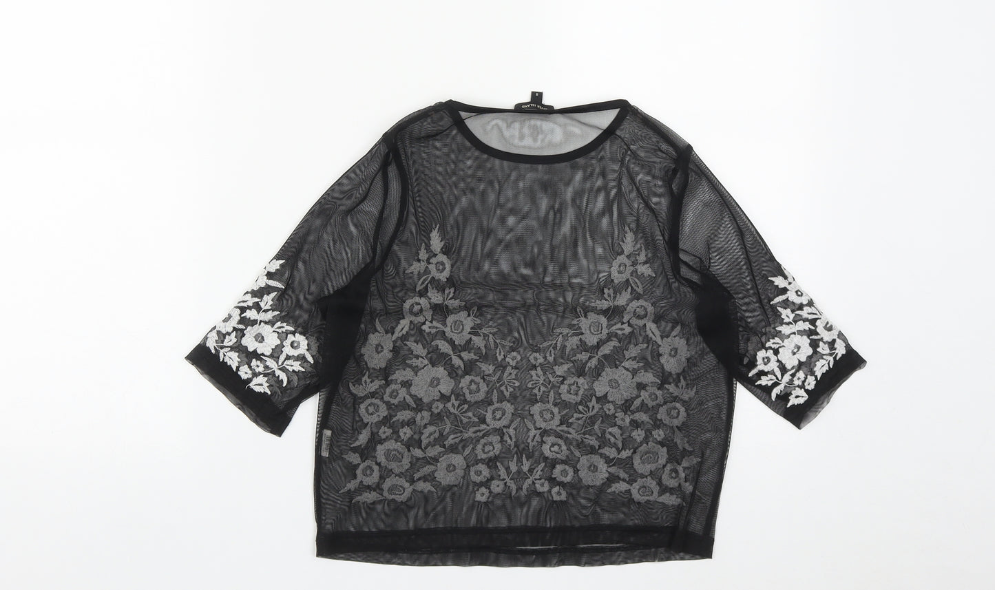 River Island Womens Black  Polyester Cropped Blouse Size 8 Roll Neck