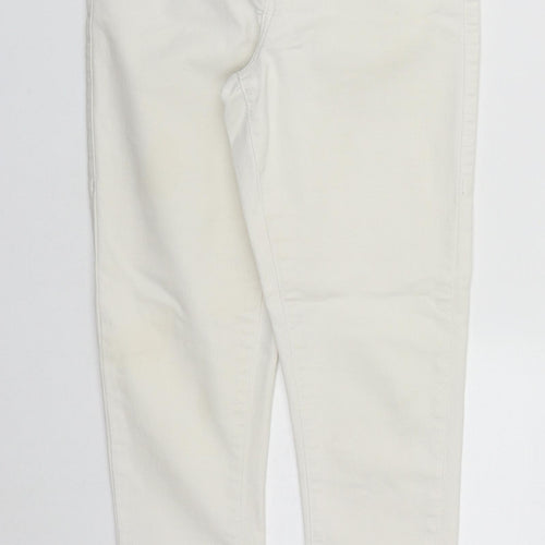 Topshop Womens White  Cotton Cropped Jeans Size 24 in L24 in Regular Zip